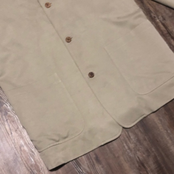 Tommy Bahama Coat Men's Small Silk Button Up Khaki Tan Island Soft Jacket - Picture 3 of 7